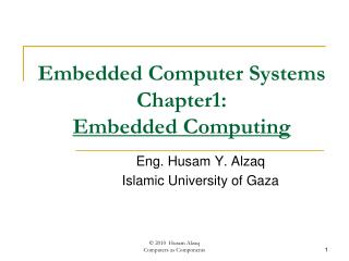 Embedded Computer Systems Chapter1: Embedded Computing