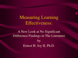 Measuring Learning Effectiveness: