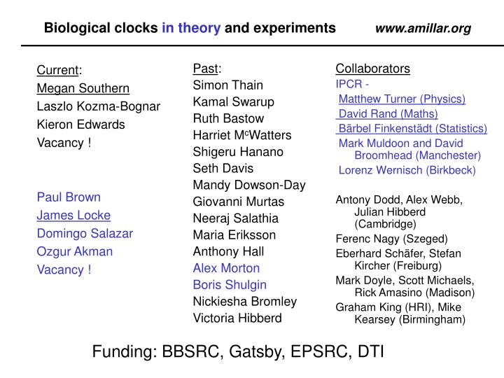 biological clocks in theory and experiments www amillar org