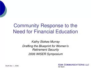 Community Response to the Need for Financial Education