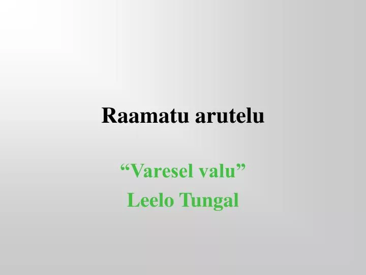 raamatu arutelu