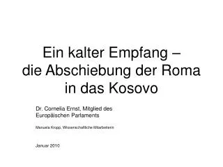 Ein kalter Empfang – die Abschiebung der Roma in das Kosovo