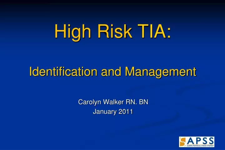 high risk tia identification and management