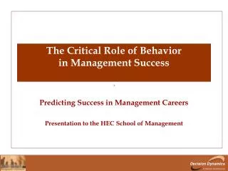 The Critical Role of Behavior in Management Success