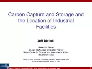 Carbon Capture and Storage and the Location of Industrial Facilities