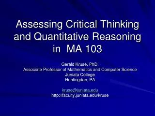 Assessing Critical Thinking and Quantitative Reasoning in MA 103
