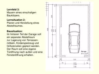 Lernfeld 3: Mauern eines einschaligen Baukörpers. Lernsituation 2: Planen und Herstellung eines Abstellraumes.
