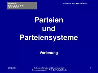 Parteien und Parteiensysteme Vorlesung