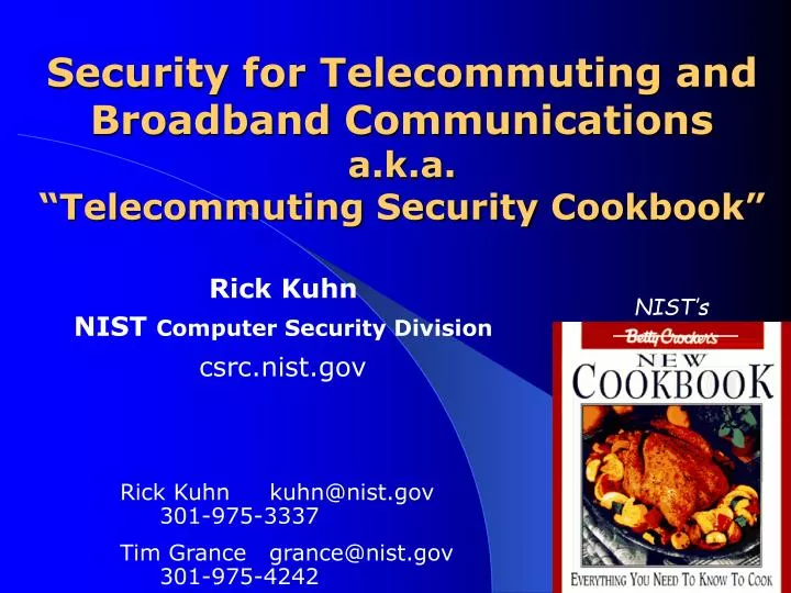 security for telecommuting and broadband communications a k a telecommuting security cookbook