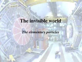 The invisible world The elementary particles