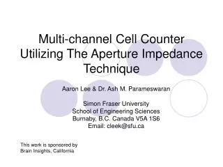 Multi-channel Cell Counter Utilizing The Aperture Impedance Technique