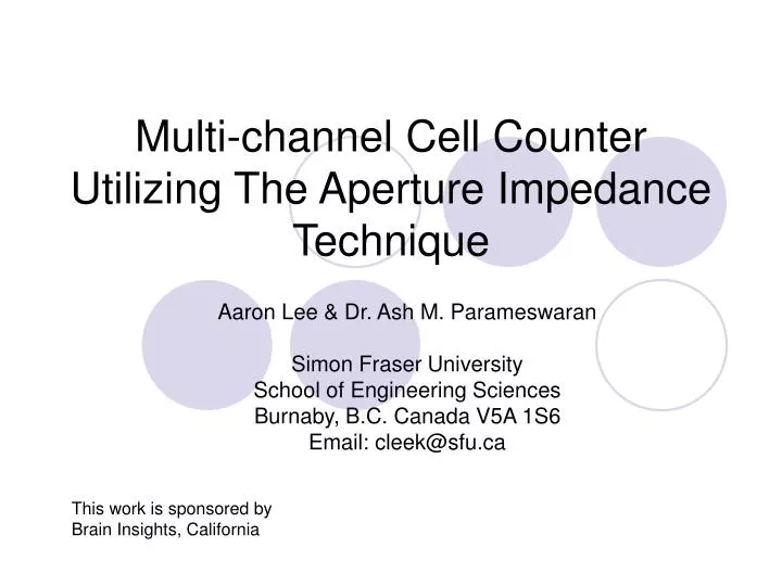 multi channel cell counter utilizing the aperture impedance technique