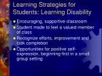 Learning Strategies for Students: Learning Disability - slide 1