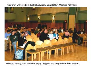 Industry, faculty, and students enjoy veggies and prepare for the speaker.