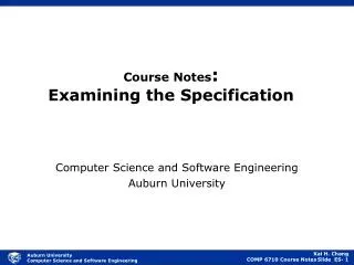 Course Notes : Examining the Specification