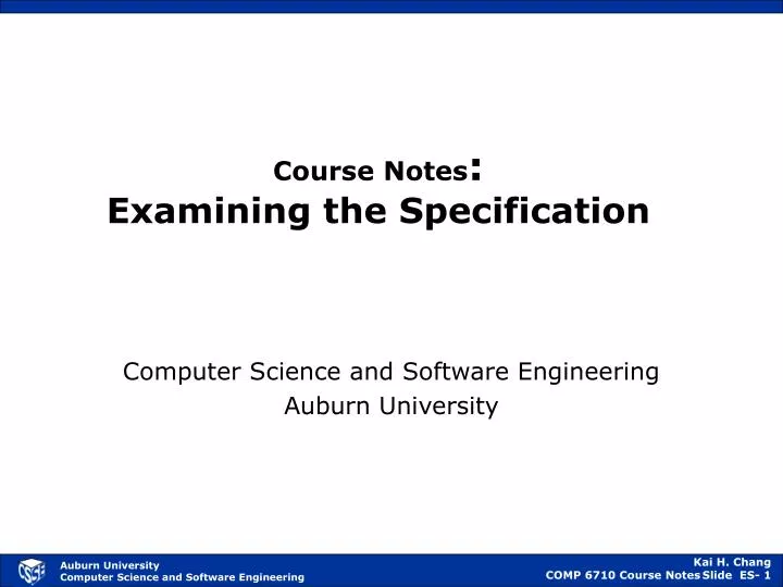 course notes examining the specification