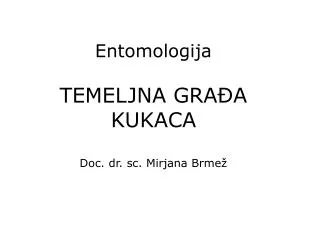 Entomologija TEMELJNA GRA Đ A KUKACA Doc. dr. sc. Mirjana Brmež