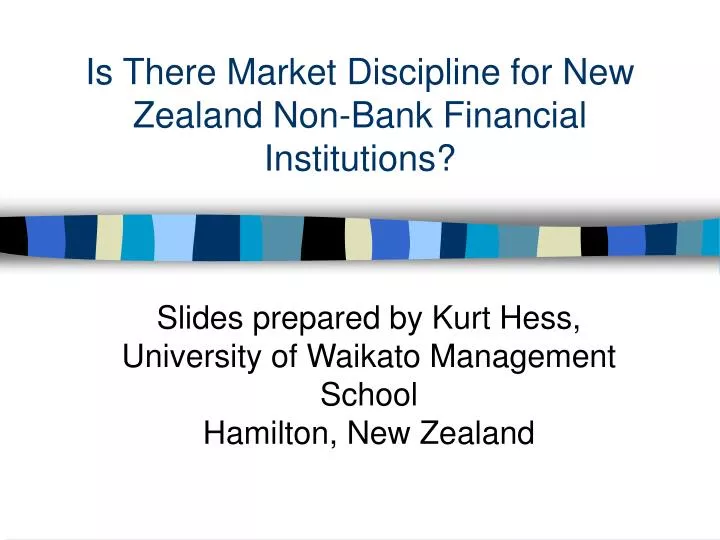 is there market discipline for new zealand non bank financial institutions