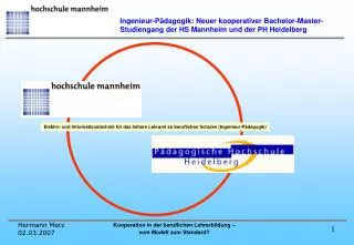 Ingenieur-Pädagogik: Neuer kooperativer Bachelor-Master-Studiengang der HS Mannheim und der PH Heidelberg