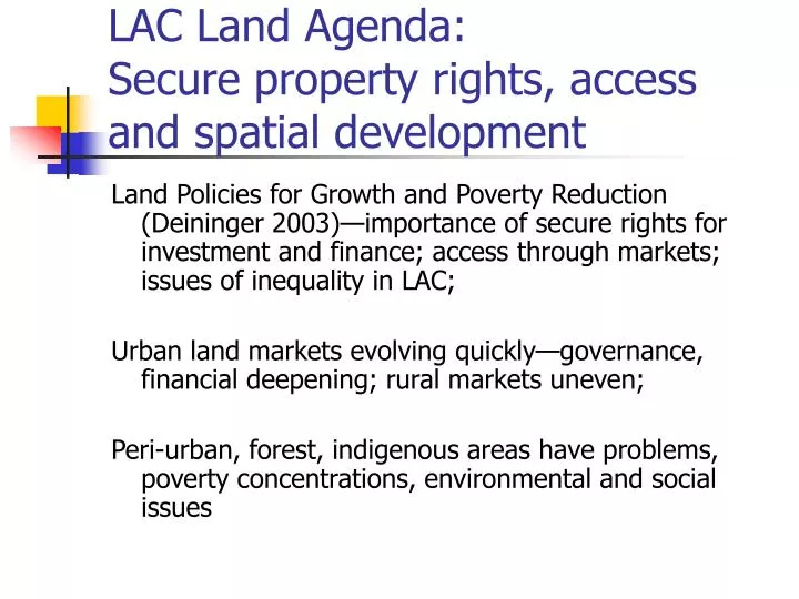 lac land agenda secure property rights access and spatial development