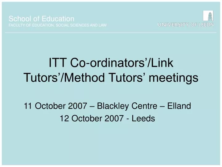 itt co ordinators link tutors method tutors meetings