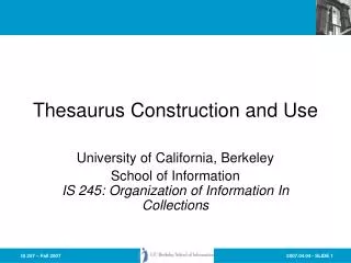 Thesaurus Construction and Use
