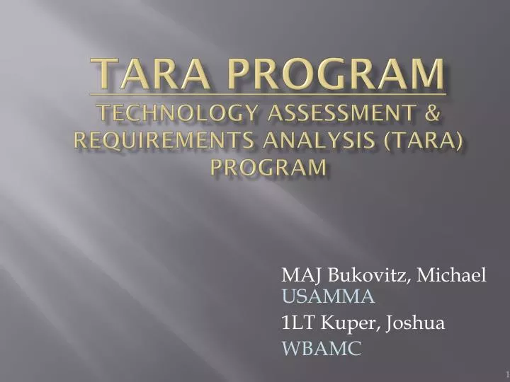 tara program technology assessment requirements analysis tara program