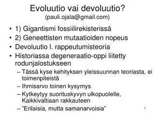 Evoluutio vai devoluutio? (pauli.ojala@gmail)