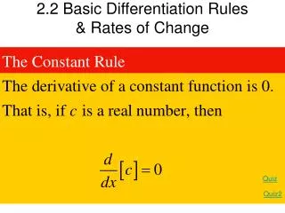 2.2 Basic Differentiation Rules &amp; Rates of Change