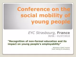 Conference on the social mobility of young people