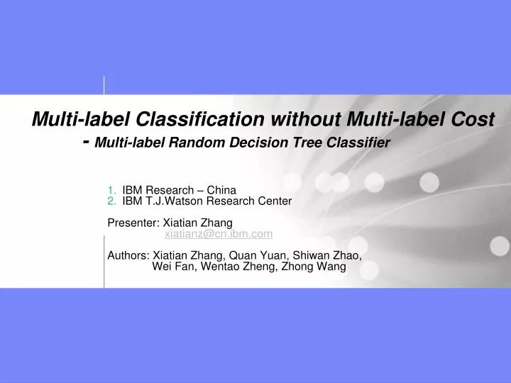 multi label classification without multi label cost multi label random decision tree classifier