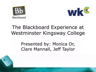 The Blackboard Experience at Westminster Kingsway College