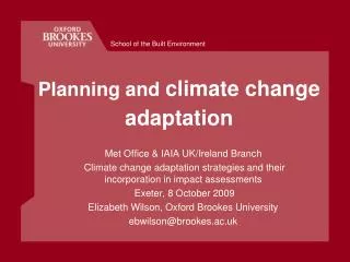 Planning and climate change adaptation