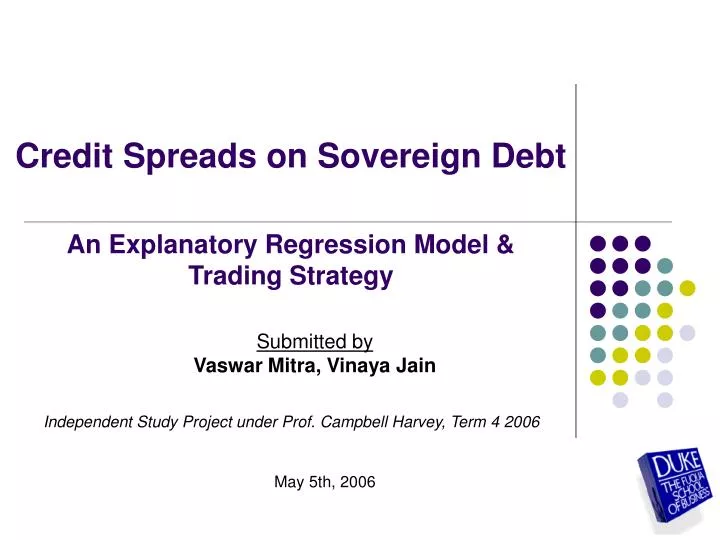 credit spreads on sovereign debt an explanatory regression model trading strategy