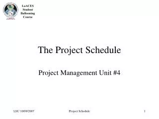 The Project Schedule