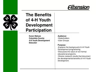 The Benefits of 4-H Youth Development Participation
