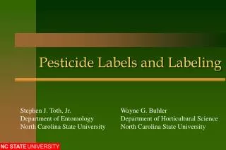 Pesticide Labels and Labeling