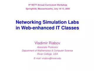 Networking Simulation Labs in Web-enhanced IT Classes