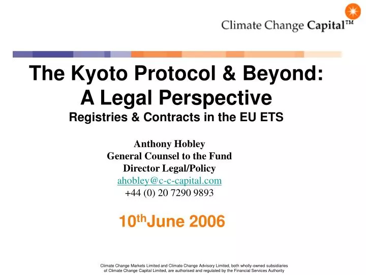 the kyoto protocol beyond a legal perspective registries contracts in the eu ets
