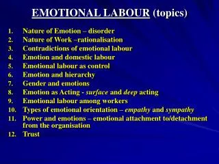 EMOTIONAL LABOUR (topics)
