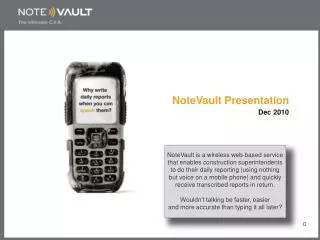 NoteVault Presentation Dec 2010