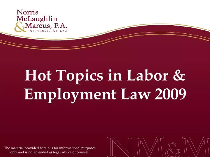 hot topics in labor employment law 2009