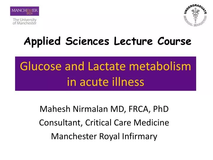 glucose and lactate metabolism in acute illness
