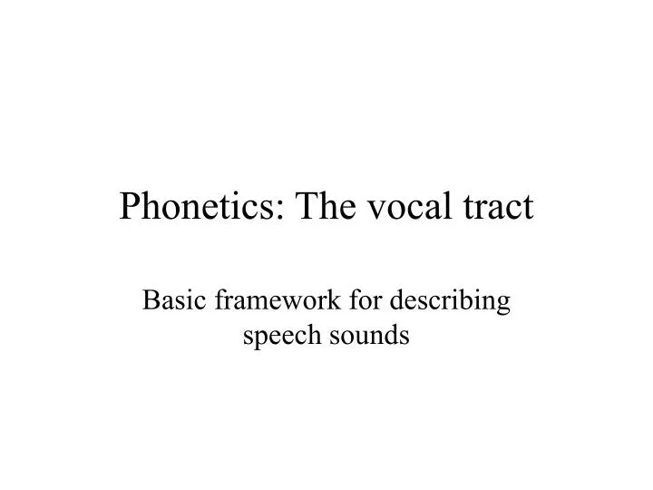 phonetics the vocal tract