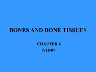 BONES AND BONE TISSUES