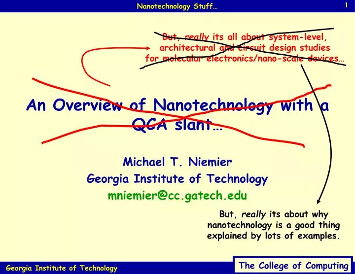 an overview of nanotechnology with a qca slant