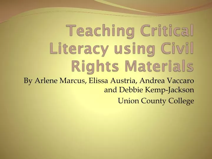 teaching critical literacy using civil rights materials