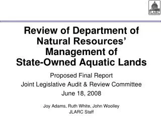 Review of Department of Natural Resources’ Management of State-Owned Aquatic Lands