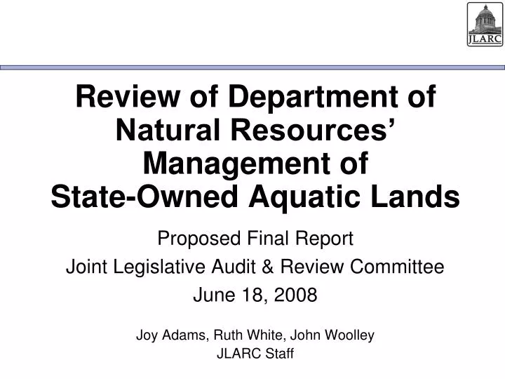 review of department of natural resources management of state owned aquatic lands