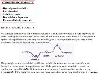 ATMOSPHERIC STABILITY Hydrodynamic stability Parcel method Stability criteria Dry adiabatic lapse rate Pseudo-adiab
